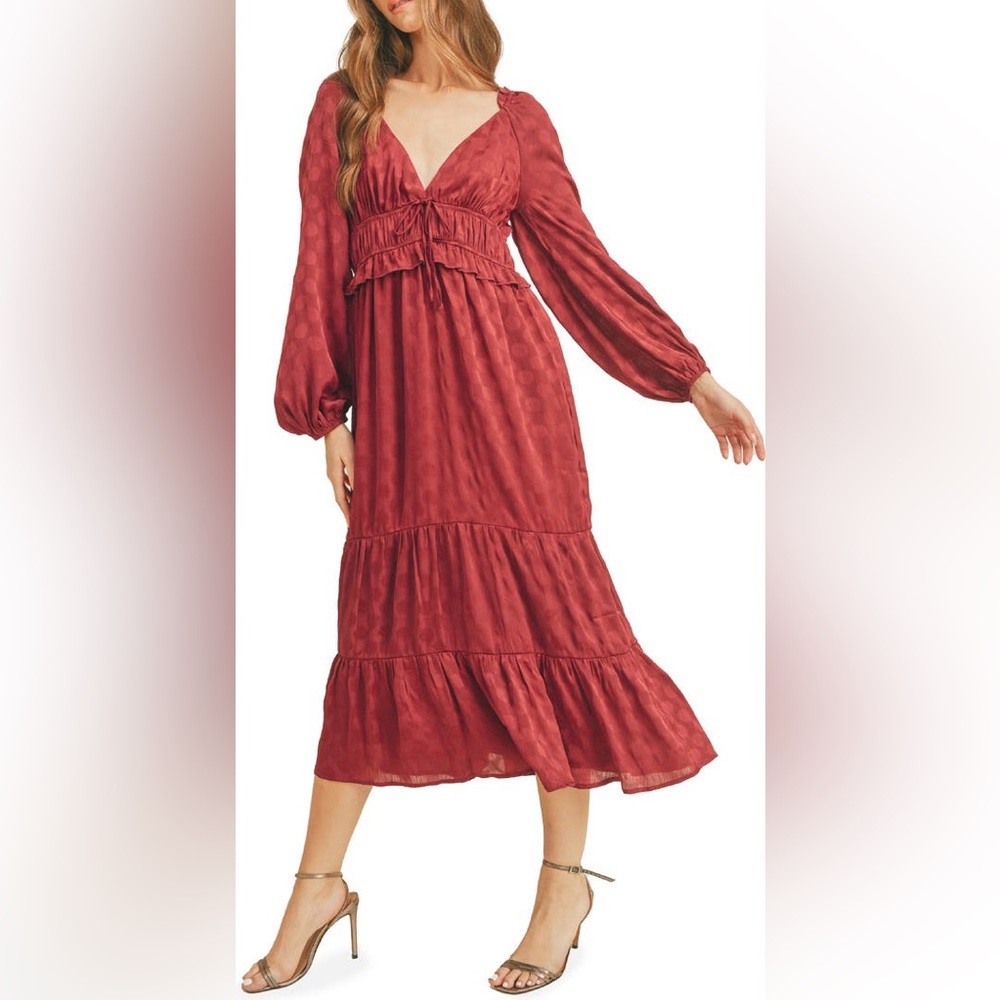 Lush Long Sleeve Flirty Gal Berry Dress